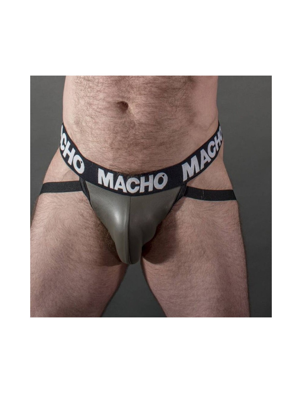 MACHO - MX27GR JOCK CUIR GRIS BEIGE XL MACHO - MX27GR JOCK CUIR GRIS BEIGE XL