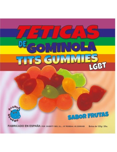 DIABLO GOLOSO - GUMMY BOX SAVEUR DE FRUIT GLITTER TITS 6 COULEURS ET SAVEURS LGBT MADE IS SPAIN /es/pt/en/fr/it/