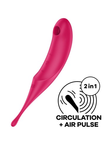 SATISFYER TWIRLING PRO AIR PULSE STIMULATOR & VIBRATOR - ROUGE