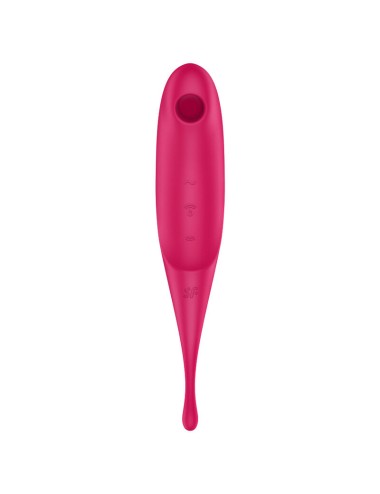 SATISFYER TWIRLING PRO AIR PULSE STIMULATOR & VIBRATOR - ROUGE