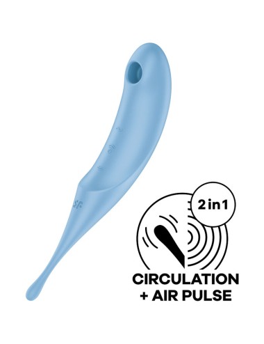 SATISFYER TWIRLING PRO AIR PULSE STIMULATOR & VIBRATOR - BLEU