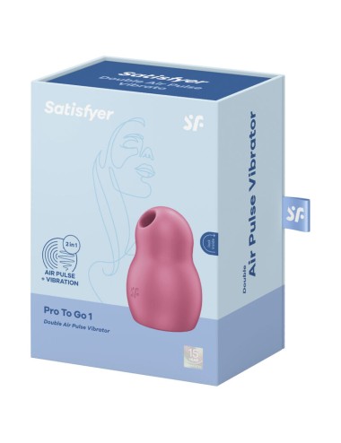 SATISFYER PRO TO GO 1 DOUBLE AIR PULSE STIMULATOR & VIBRATOR - ROUGE