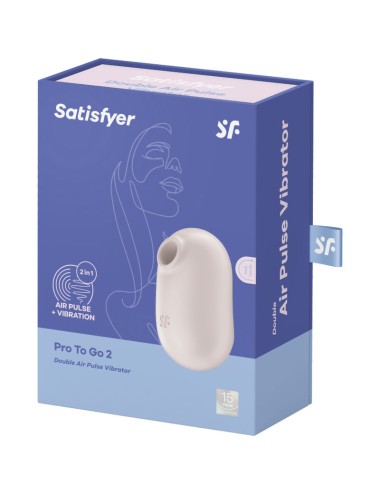 SATISFYER PRO TO GO 2 DOUBLE AIR PULSE STIMULATOR & VIBRATOR - BEIGE