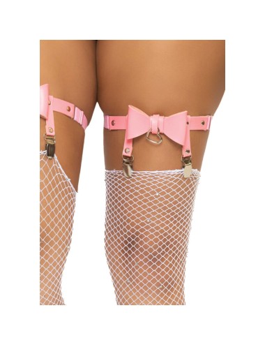 LEG AVENUE CUIR VEGAN COLLANT HAUT Jarretière TAILLE UNIQUE - ROSE