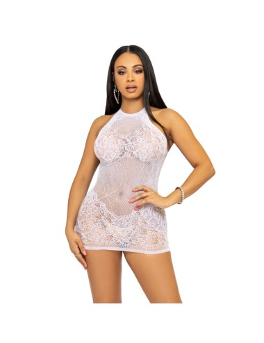 LEG AVENUE ROBE COURTE AVEC STRASS TAILLE UNIQUE - BLANC