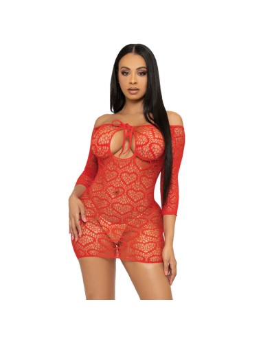 LEG AVENUE HEART NET MINI ROBE TAILLE UNIQUE - ROUGE