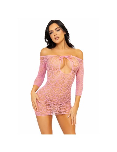 LEG AVENUE HEART NET MINI ROBE TAILLE UNIQUE - ROSE