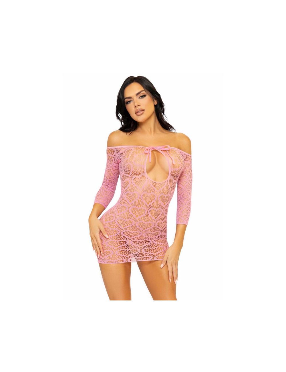 LEG AVENUE HEART NET MINI ROBE TAILLE UNIQUE - ROSE