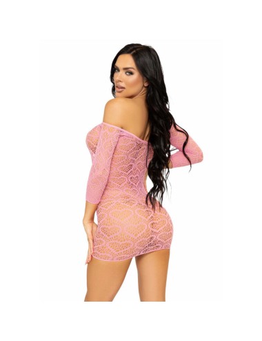 LEG AVENUE HEART NET MINI ROBE TAILLE UNIQUE - ROSE