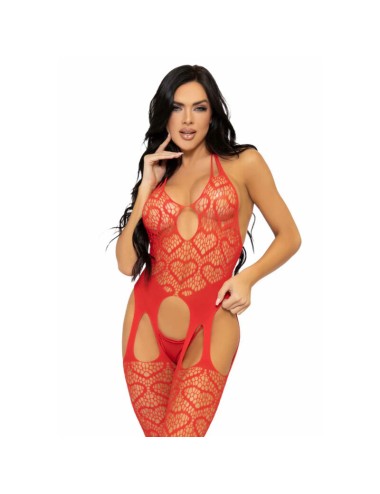 LEG AVENUE BODYSTOCKING MAILLOT TAILLE UNIQUE - ROUGE