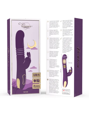 TREASURE BASTIAN RABBIT UP & DOWN, ROTATOR & VIBRATOR WATCHME COMPATIBLE AVEC LA TECHNOLOGIE SANS FIL