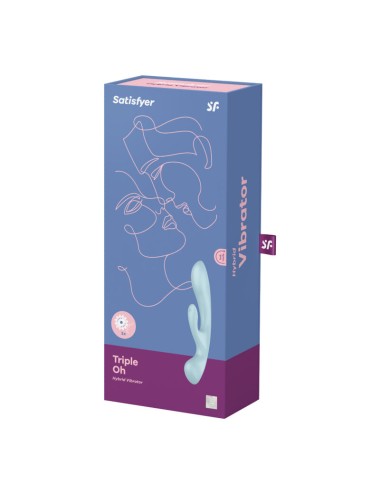 SATISFYER TRIPLE OH HYBRID VIBRATION - BLEU