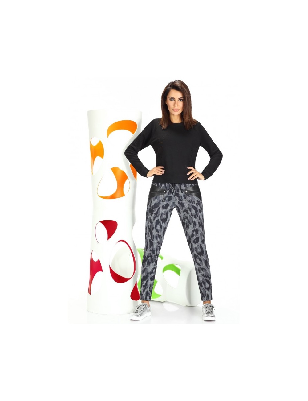 Mitsu pantalon panthère gris