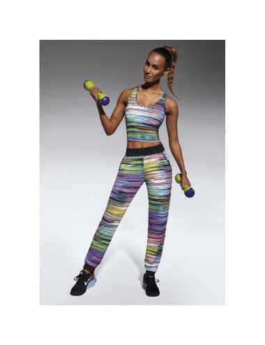 Tropical pantalon sport rayé multicolore