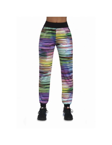 Tropical pantalon sport rayé multicolore