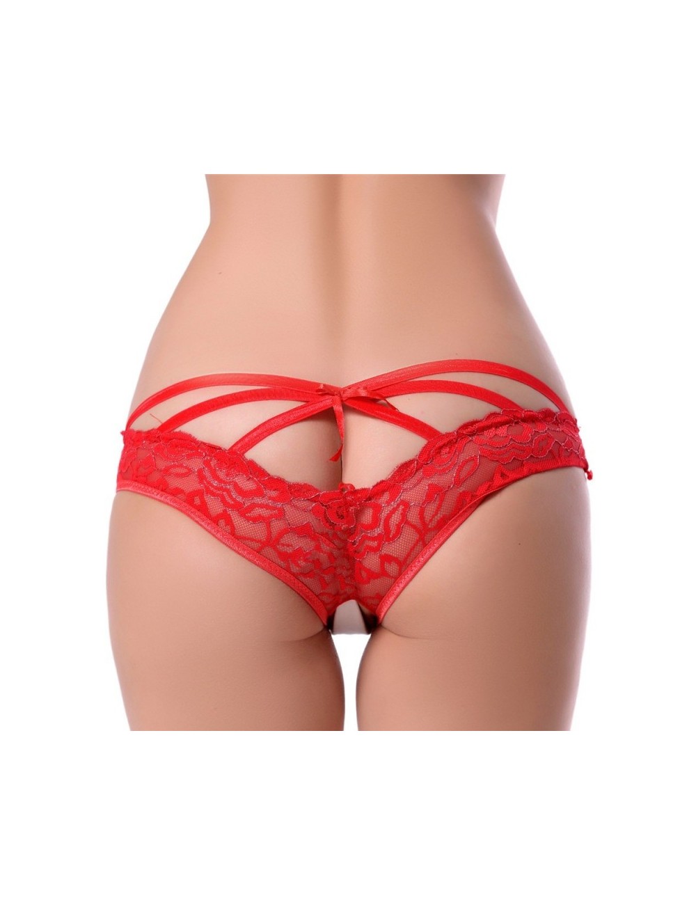 Shorty ouvert dentelle rouge