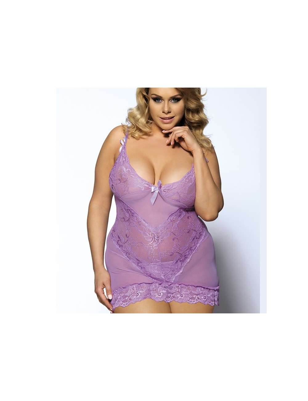 Nuisette dentelle lilas