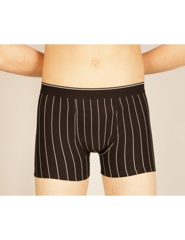 Boxer noir rayures blanches