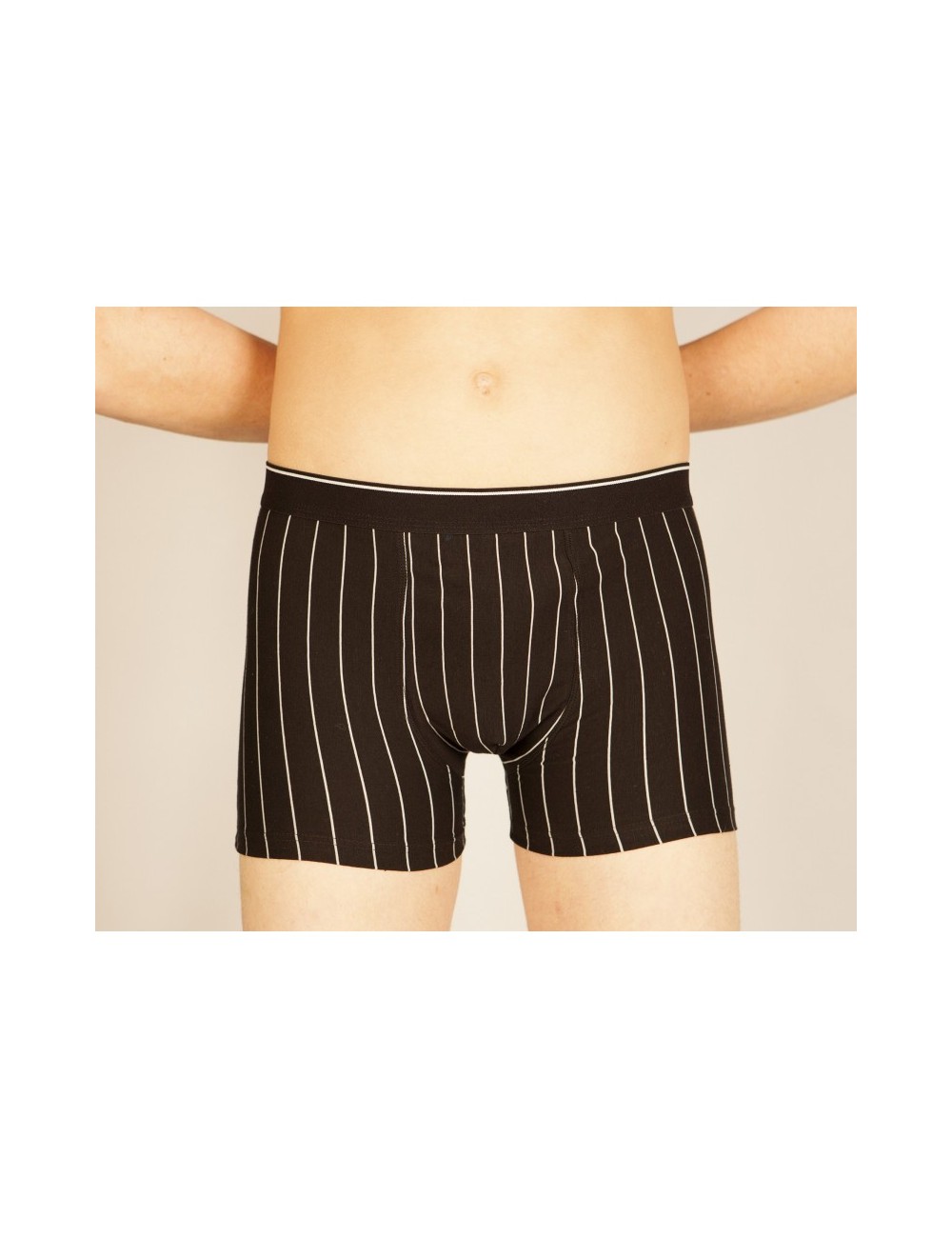 Boxer noir rayures blanches