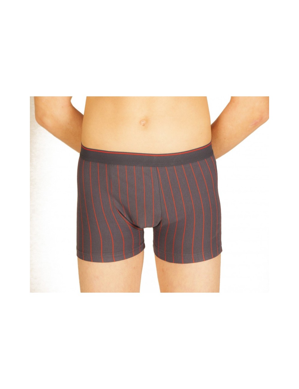 Boxer gris rayures rouges