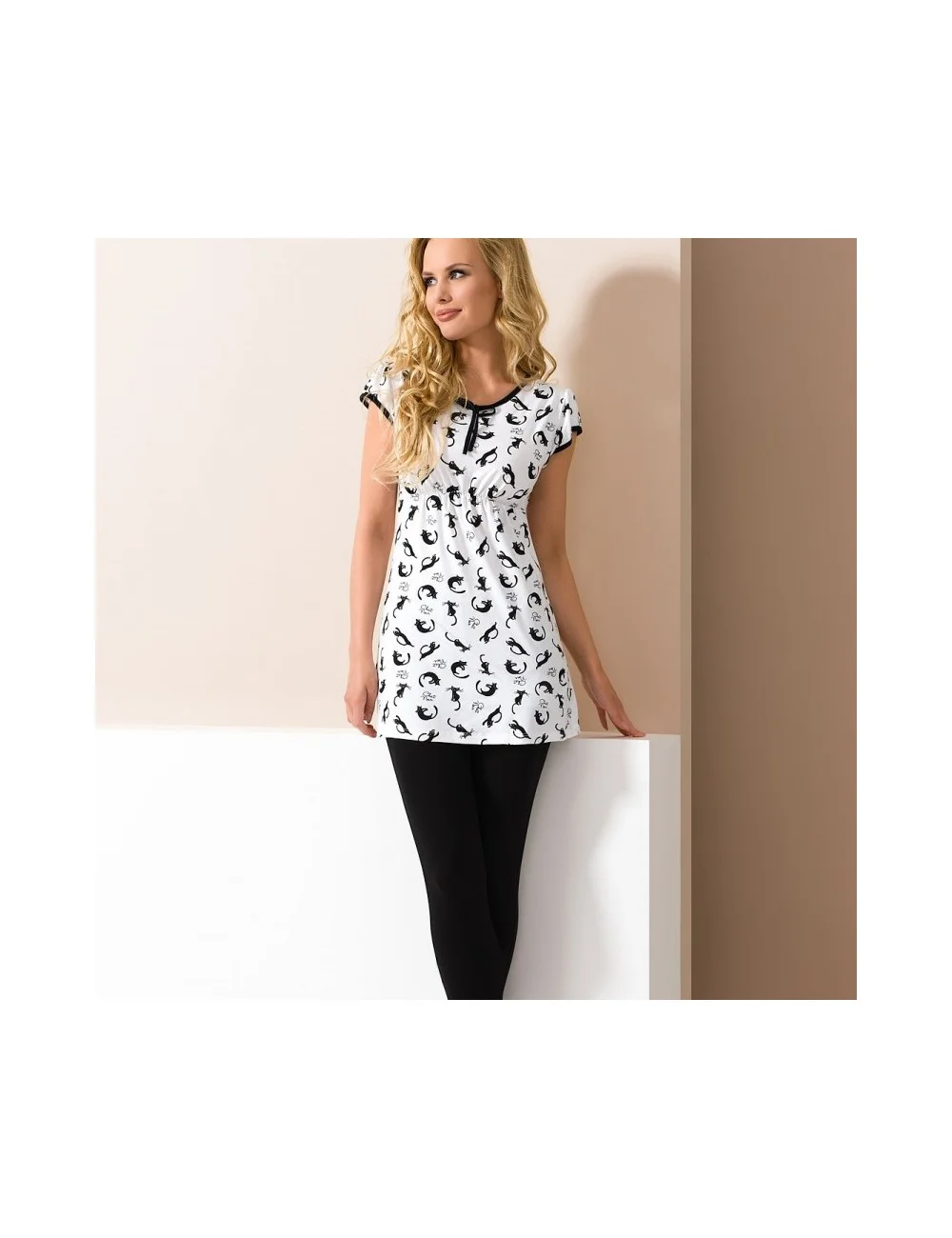 Pyjama court chats noir et blanc Pyjama court chats noir et blanc