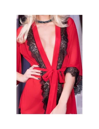 Kimono dentelle rouge