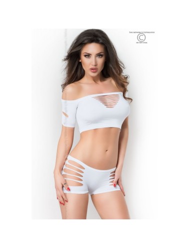 Ensemble sexy manches courtes blanc