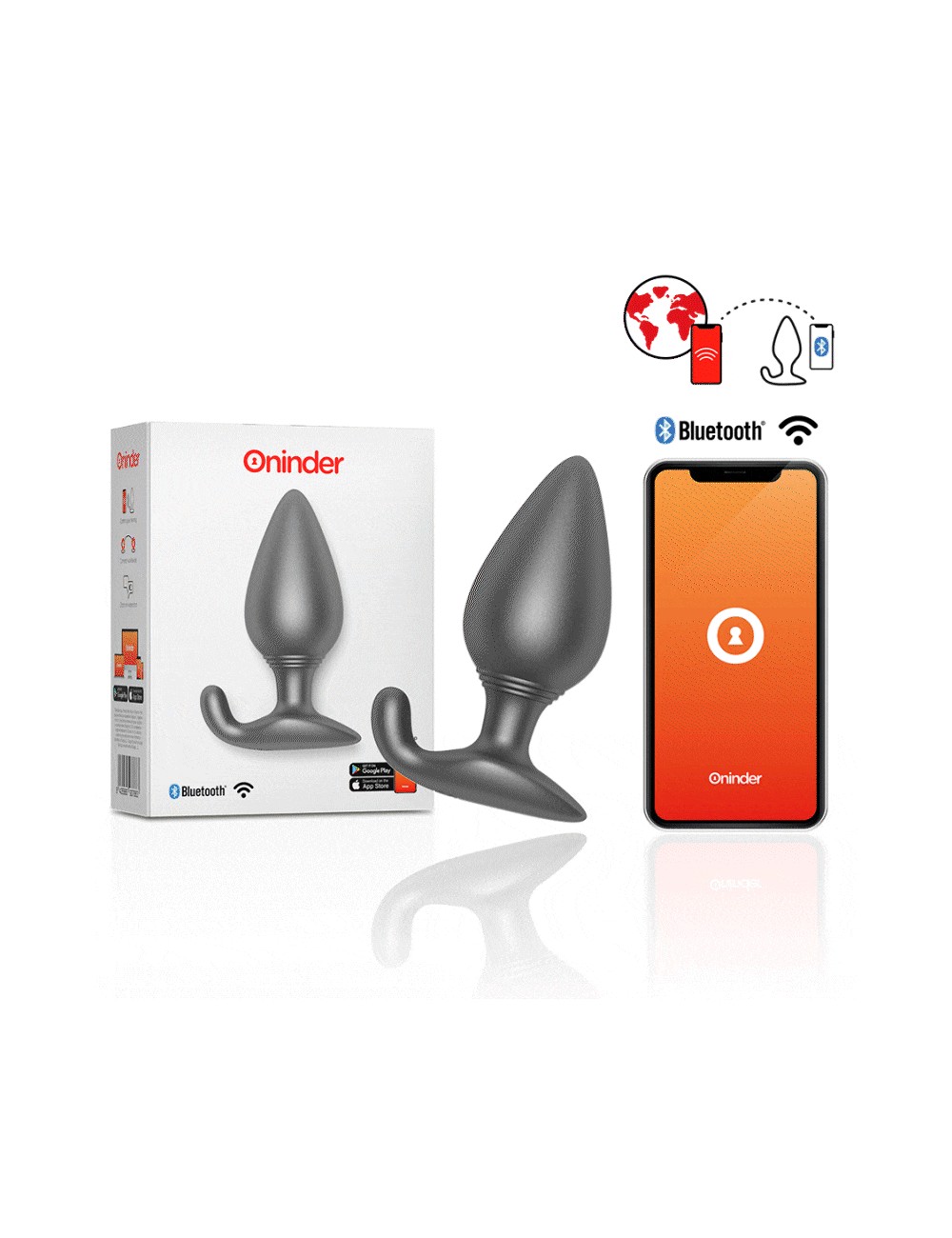 ONINDER VIBRATING ANAL PLUG BLACK - FREE APP