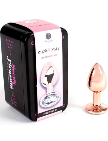 SECRET PLAY - PLUG ANAL MÉTALLIQUE OR ROSE PETIT TAILLE 7 CM