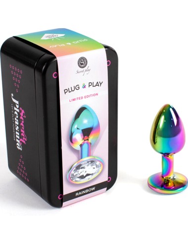 SECRET PLAY - PLUG ANAL MÉTALLIQUE ARC-EN-CIEL PETIT TAILLE 7 CM