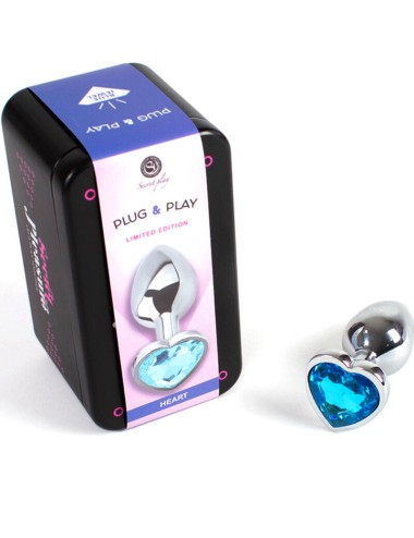 SECRET PLAY - PLUG ANAL MÉTALLIQUE C?UR BLEU PETIT TAILLE 7 CM