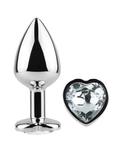 SECRET PLAY - PLUG ANAL MÉTALLIQUE COEUR CRISTAL TRANSPARENT PETIT TAILLE 7 CM