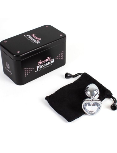 SECRET PLAY - PLUG ANAL MÉTALLIQUE COEUR CRISTAL TRANSPARENT PETIT TAILLE 7 CM