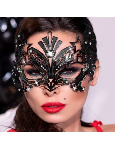 Masque noir en métal avec strass