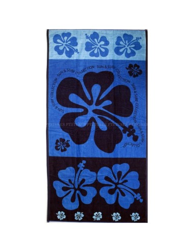 Serviette de plage multi hibiscus bleu