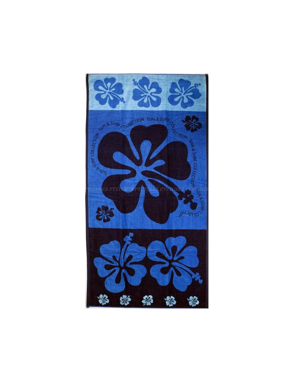 Serviette de plage multi hibiscus bleu