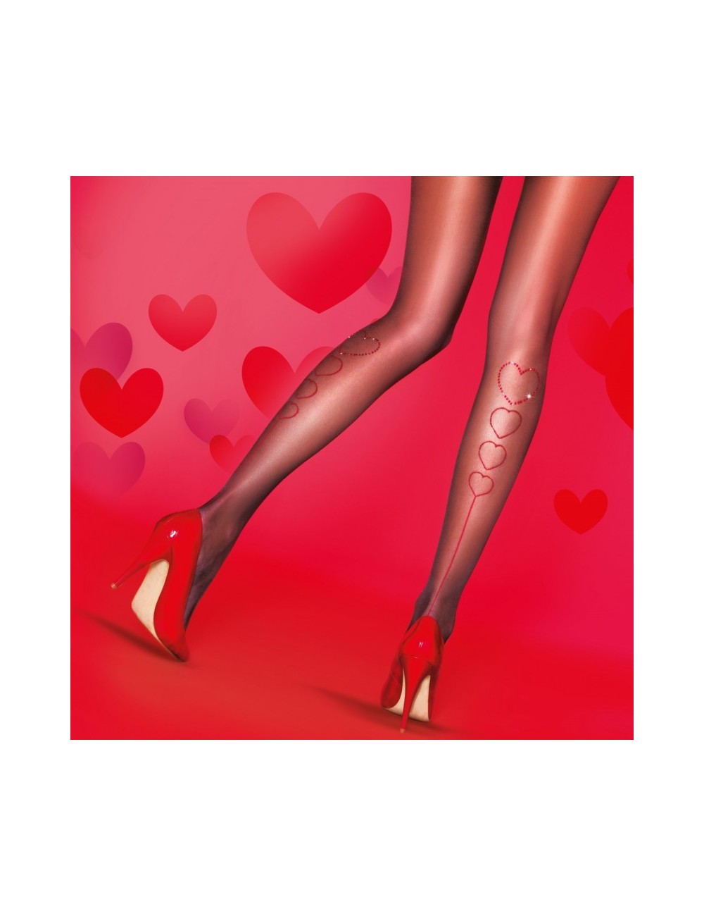 Collants coeurs strass