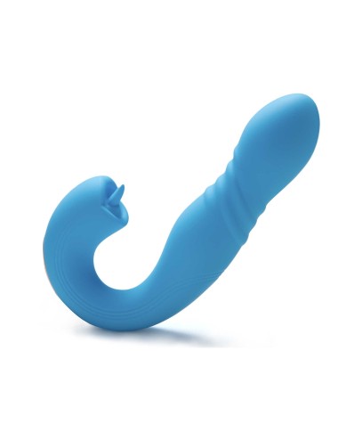 JOI THRUST bleu - Vibromasseur point G - lèche-clitoris - va et vient contrôlé par application