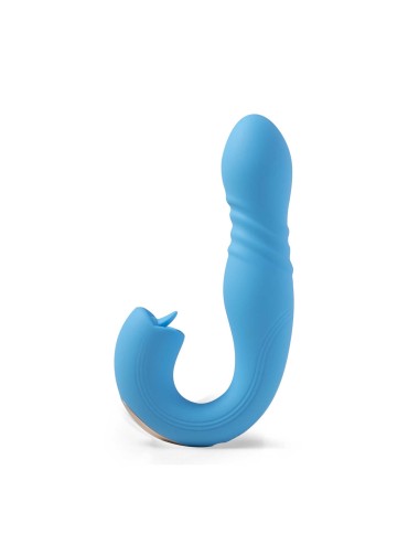 JOI THRUST bleu - Vibromasseur point G - lèche-clitoris - va et vient contrôlé par application
