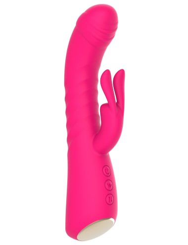 Vibromasseur rabbit rose chauffant avec fonction va-et-vient, USB - WS-NV040