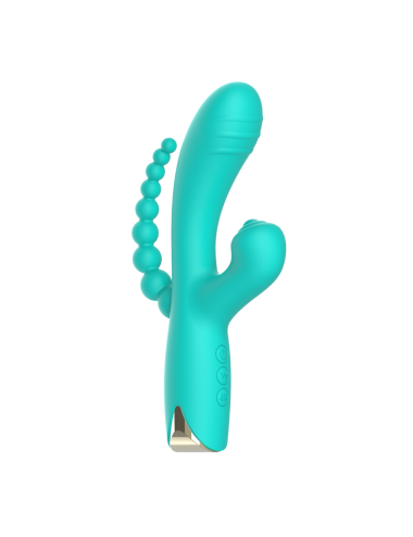 Vibromasseur triple stimulation USB turquoise Snappy Bunny - WS-NV062CTUR