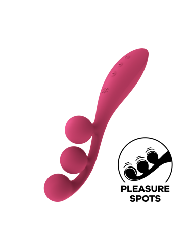 Vibromasseur triple stimulation flexible, anal, vaginale, clitoridienne Tri Ball rouge USB Satisfyer - CC597817