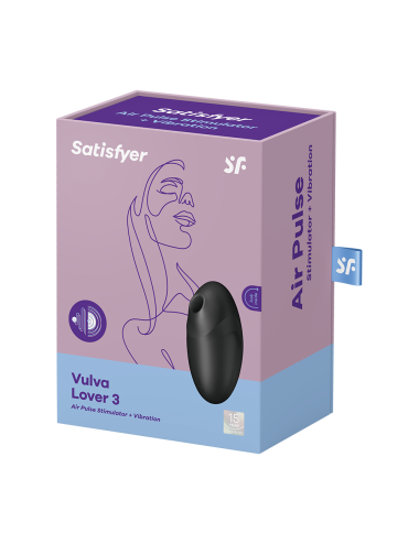 Stimulateur clitoridien par air pulsé et vibration noir USB Vulva Lover 3 Satisfyer - CC597827