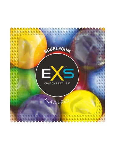 Préservatifs x2 lubrifiés en latex goût bubble gum 54mm - EXS400GUM
