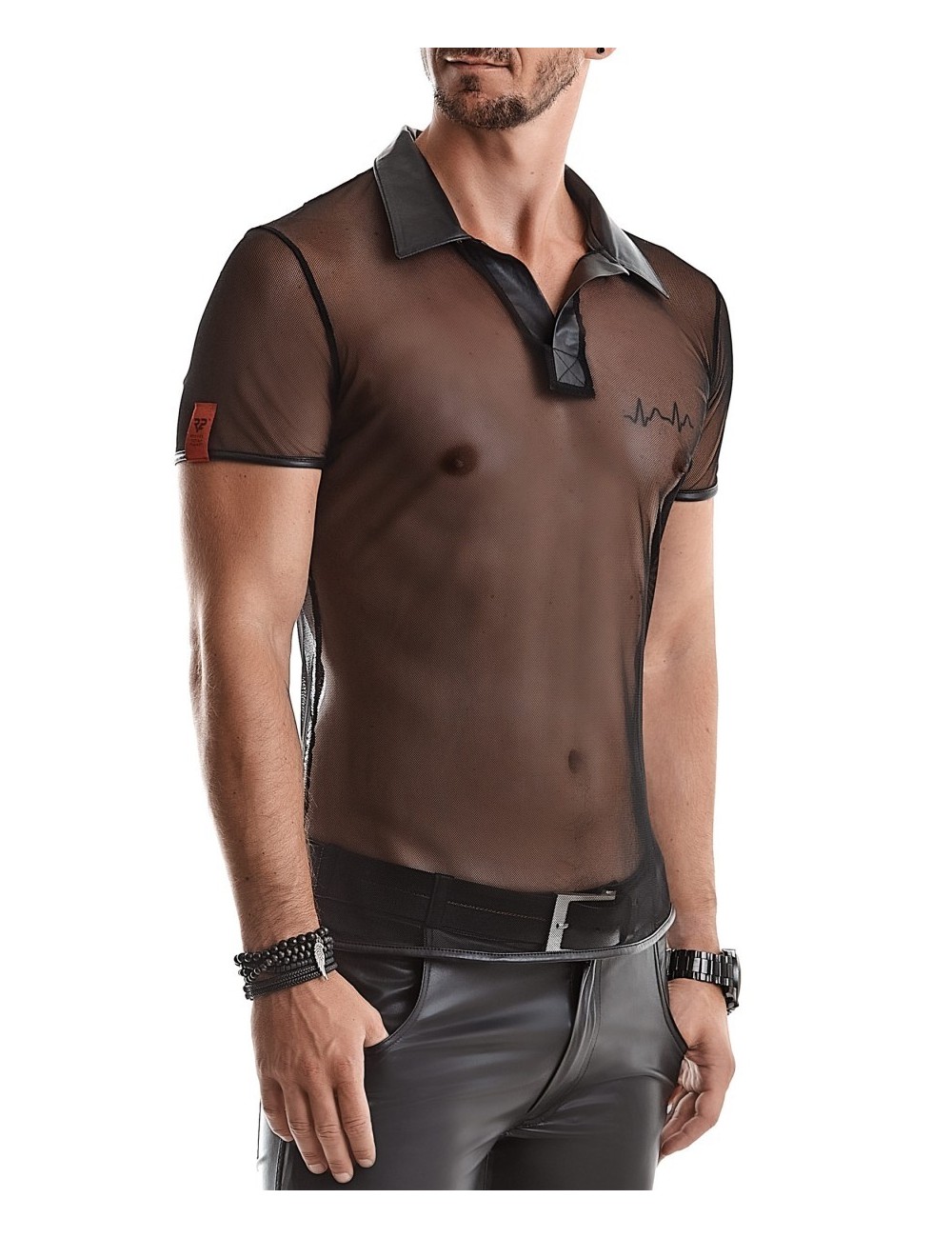 Polo en maille noire transparente - Regnes Polo en maille noire transparente - Regnes