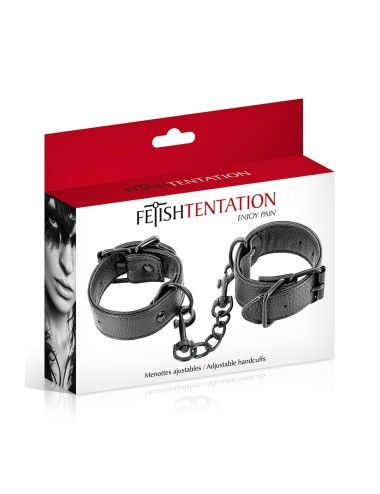 Menottes simili cuir ajustables - Fetish Tentation