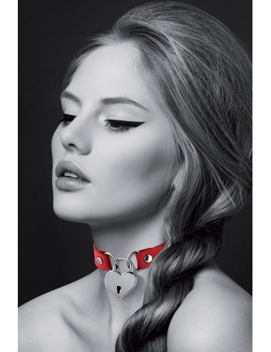 Collier rouge cadenas coeur - Bijoux Pour Toi