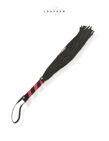 Martinet en cuir noir et rose