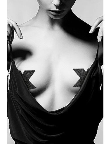 Bijoux de seins Flash Croix Noir