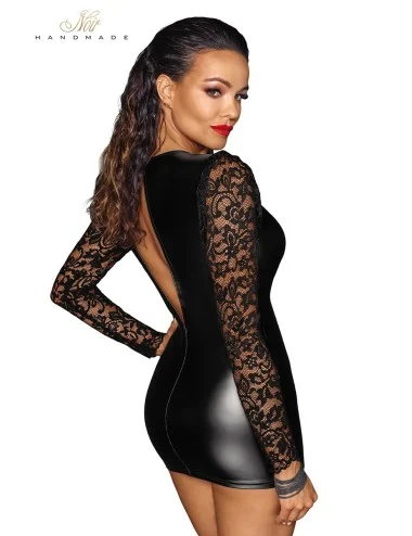 Mini robe wetlook et dentelle F253